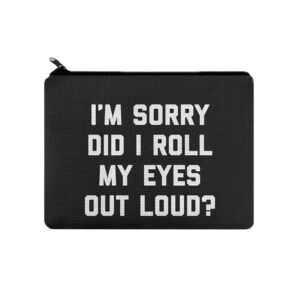 New Funny Zipper Pouch - Eye Roll Black and White